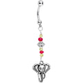 Handcrafted Peridot Ruby Bead Great Elephant Dangle Belly Ring