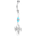 Handmade Cactus Reversible Belly Ring Created with Crystals