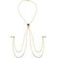 Gold Tone Nipple Chain Necklace Created with Crystals