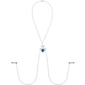 Blue Dangle Necklace Nipple Chain Created with Crystals