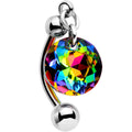 Handmade Vitrail Top Mount Belly Ring Created with Crystals