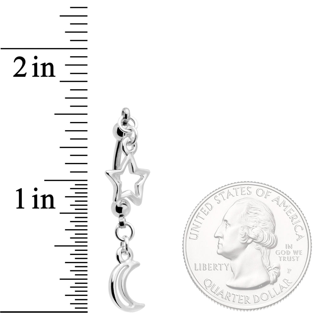 Handcrafted Hollow Moon Star Double Mount Reversible Belly Ring