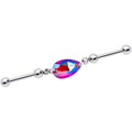 Pink Drop Double Industrial Barbell Created with Crystals