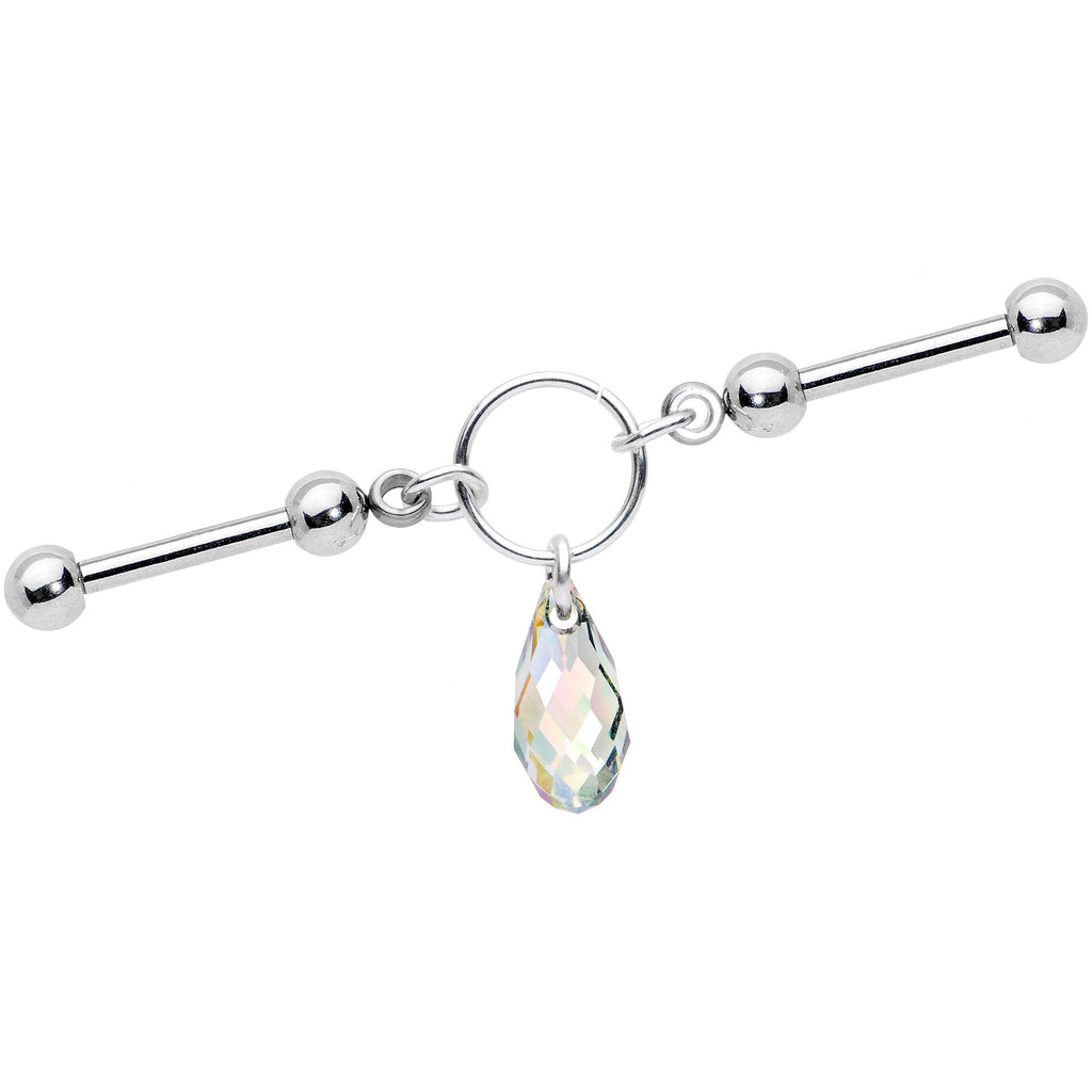 Drop Dangle Double Industrial Barbell Created with Crystals