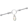 Drop Dangle Double Industrial Barbell Created with Crystals