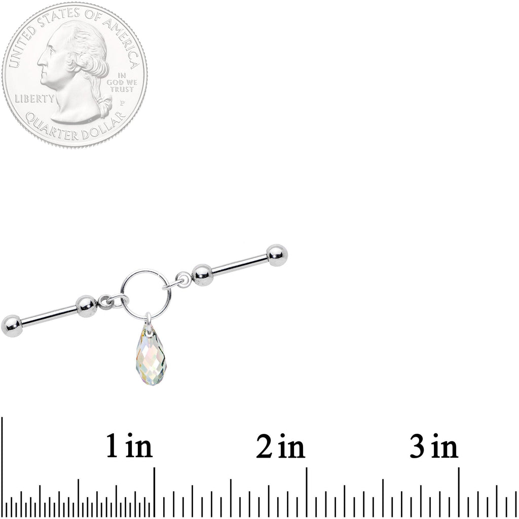 Drop Dangle Double Industrial Barbell Created with Crystals
