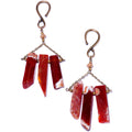 Handcrafted Brass Plated Autumn Red Carnelian Stone Ear Weights