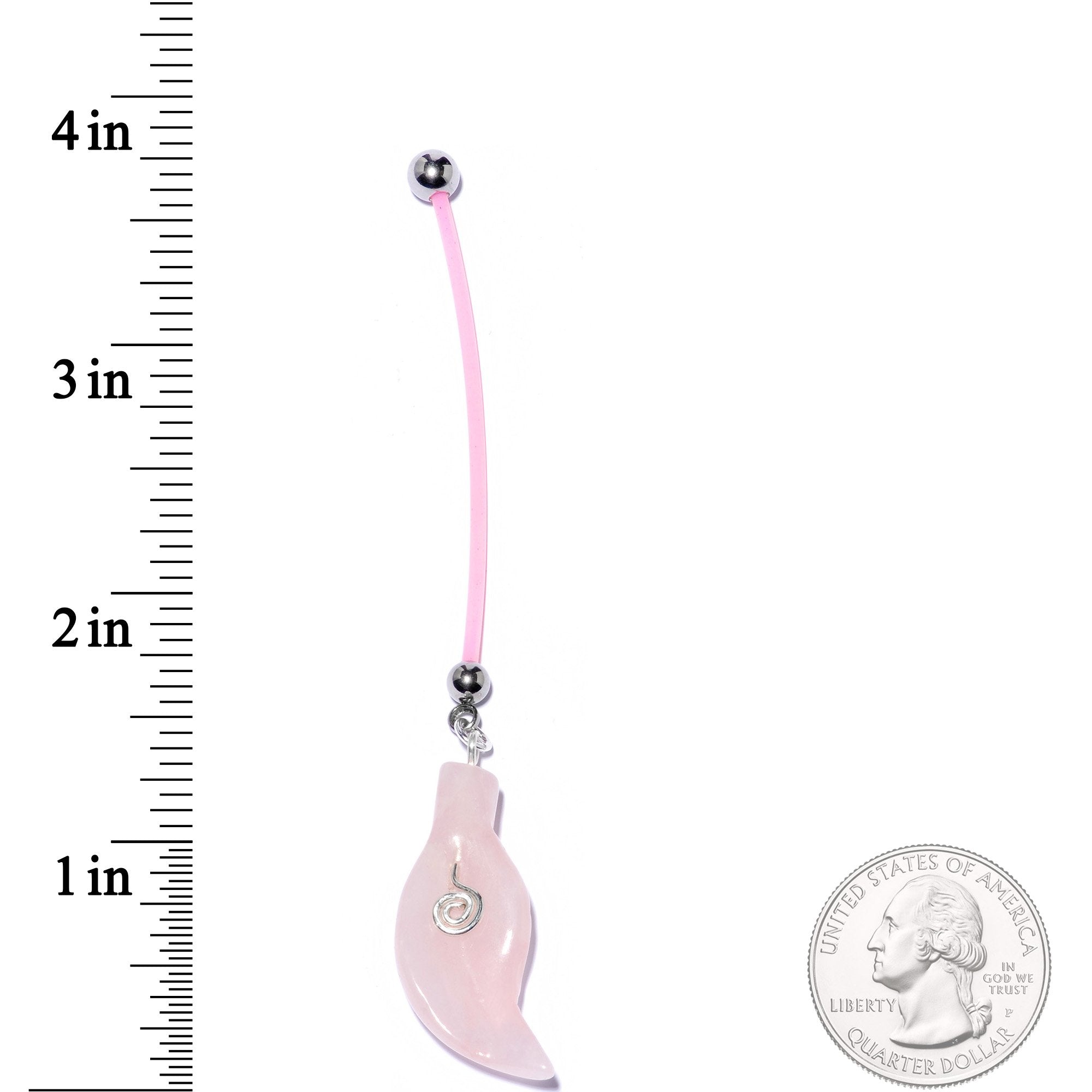 Handcrafted Natural Rose Flower Quartz Leaf Dangle Pregnancy Belly Ring