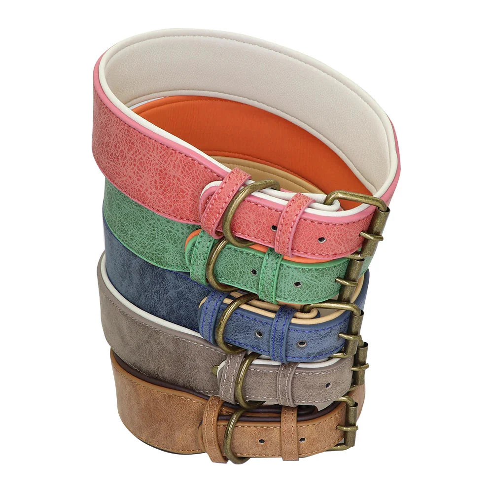 The Wide Luxe Collar - Padded Leather for Large Dogs