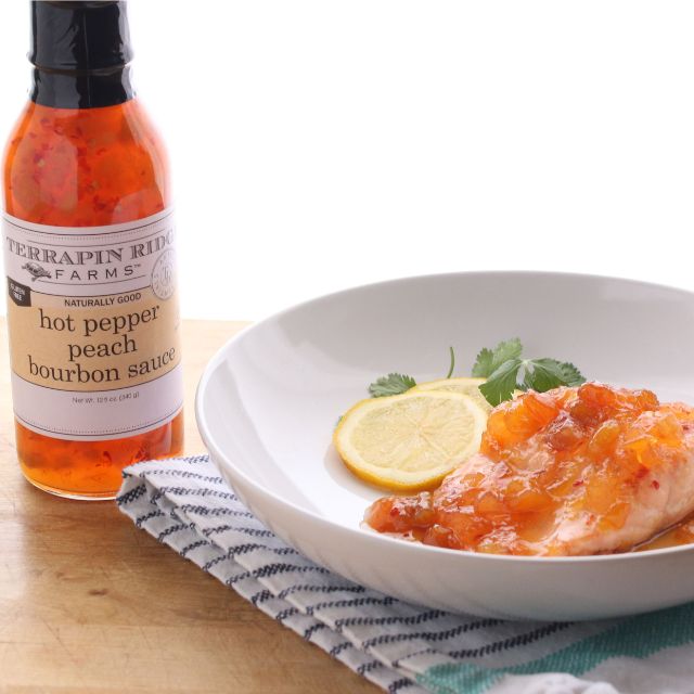 Hot Pepper Peach Bourbon Sauce - Quart