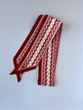 Crimson and White Ribbon Twilly
