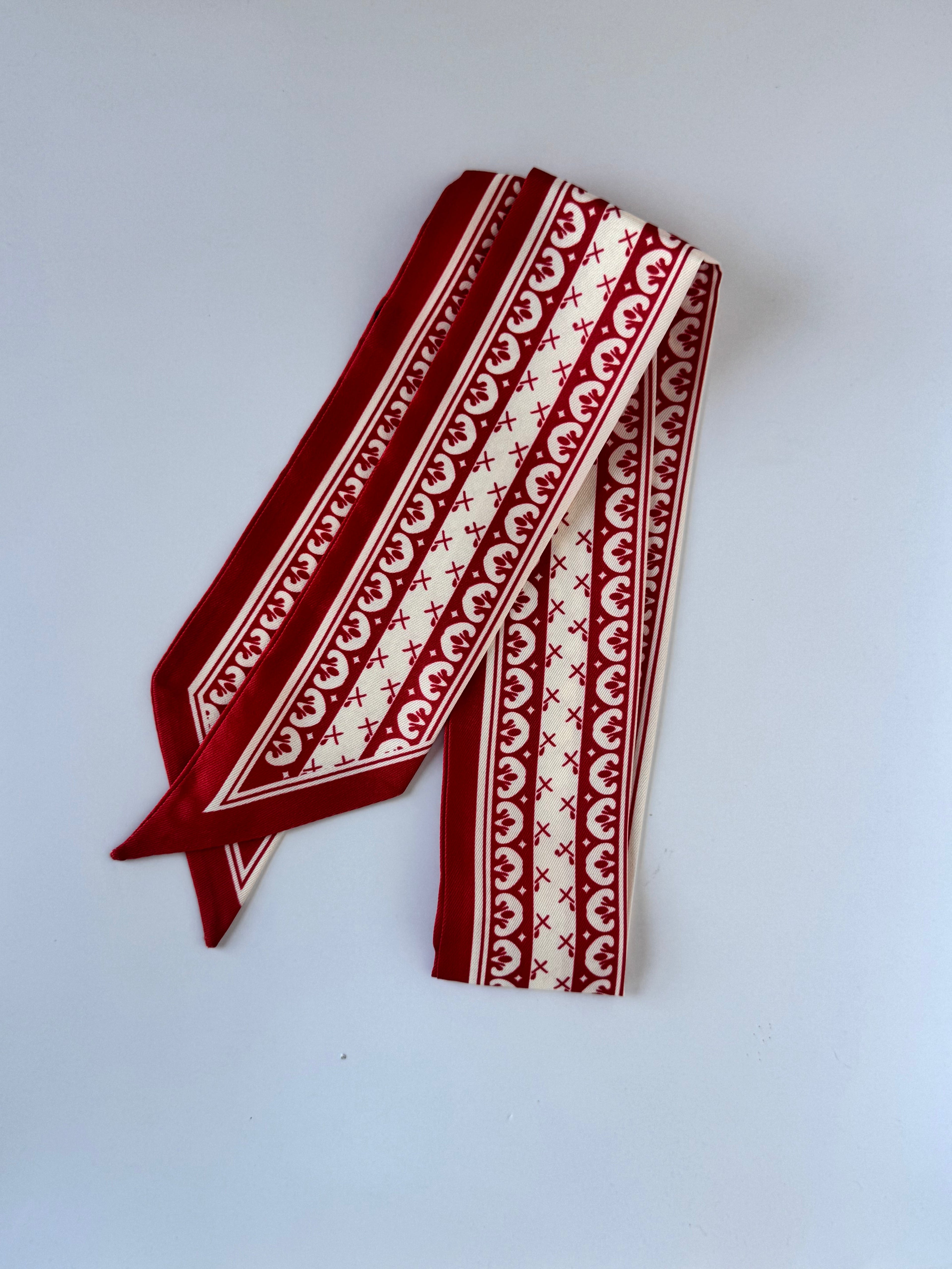 Crimson and White Ribbon Twilly