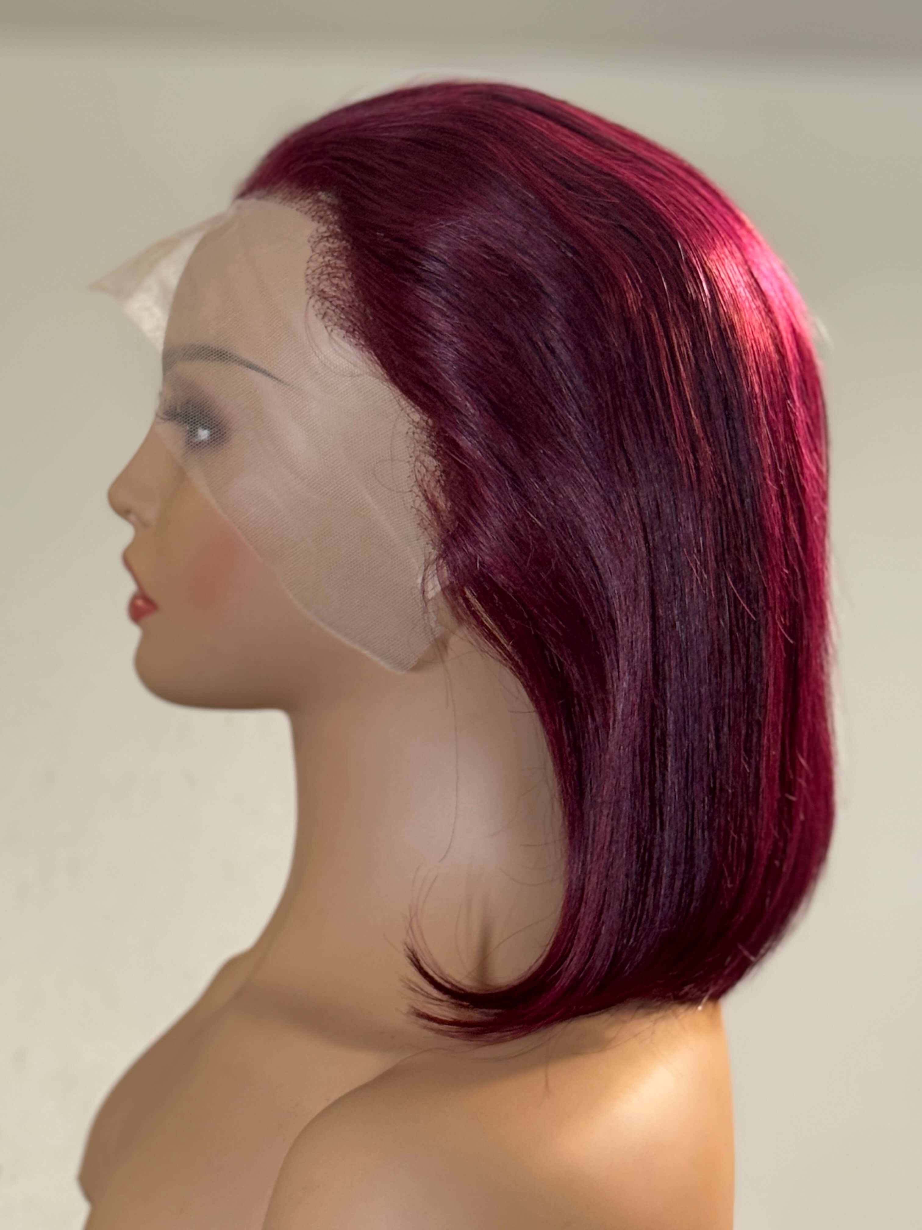 Ruby Cut – Straight Bob Lace Front Wig (Burgundy Red)