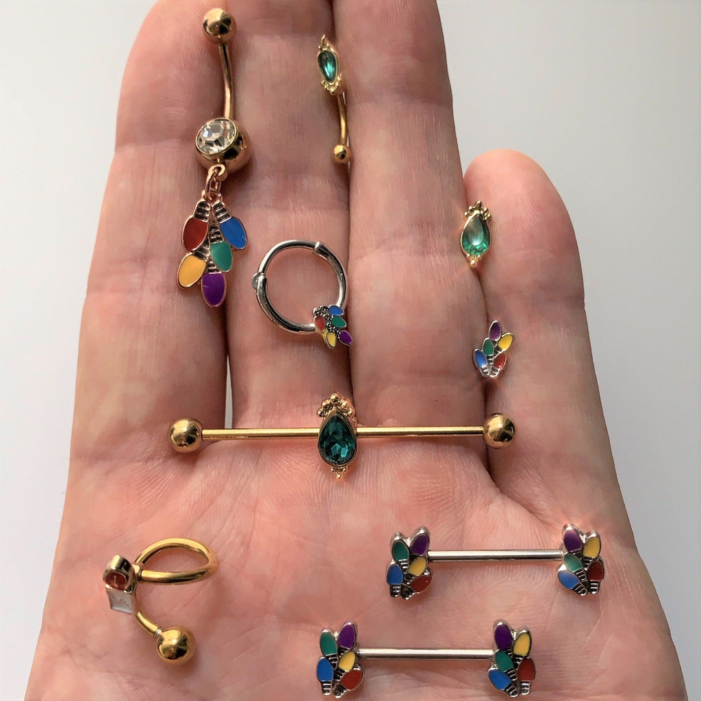 16G 3/8 Christmas Lights Holiday Septum Clicker