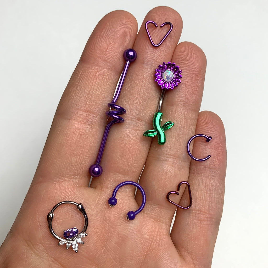 20G 5/16 Purple Anodized Titanium Nose Hoop
