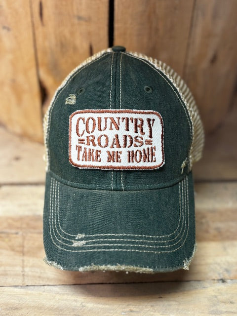 Country Roads-distressed Trucker Hat