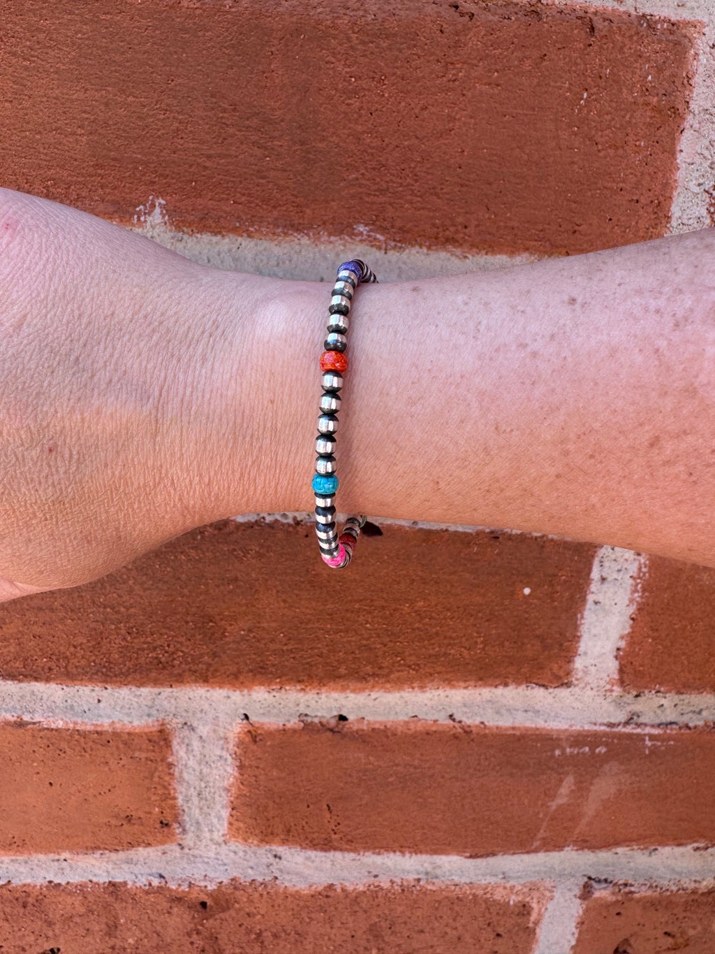 Handcrafted Fire Opal Collection & Sterling Silver Pearl 4mm Beaded Bracelet 7"