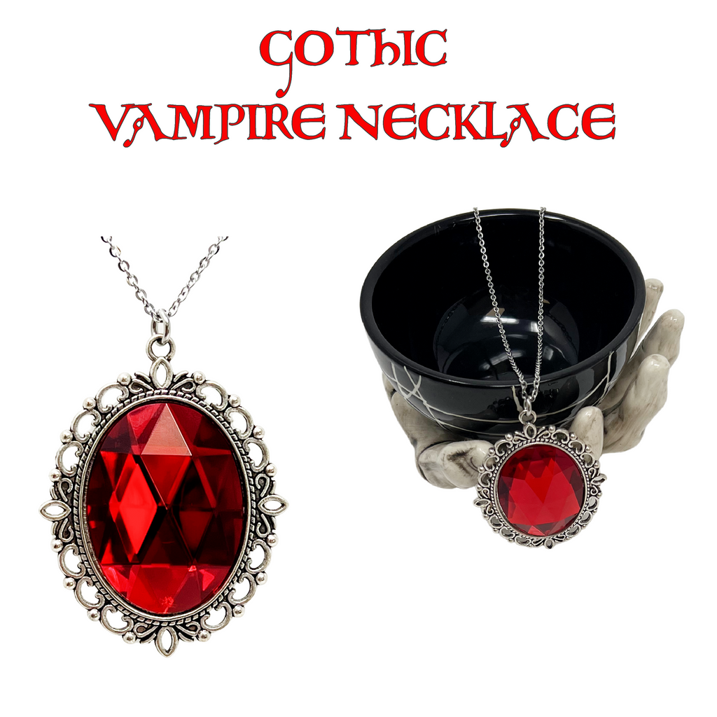 Renaissance Faceted Cameo Necklace – Mystic Gothic Statement Red Purple Jewelry