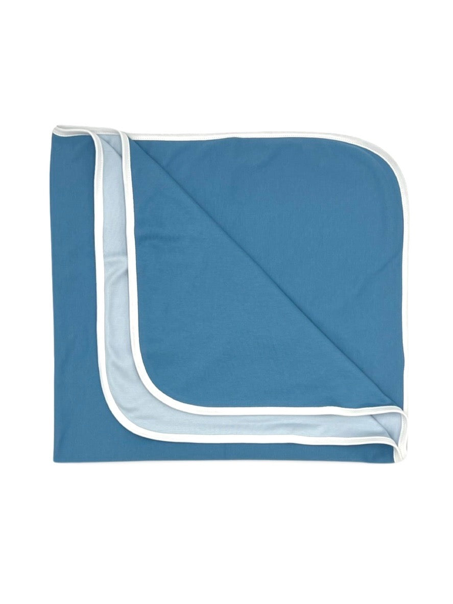 100% PIMA Cotton Reversible Blanket: Niagra/Baby Blue