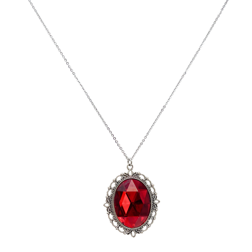 Renaissance Faceted Cameo Necklace – Mystic Gothic Statement Red Purple Jewelry