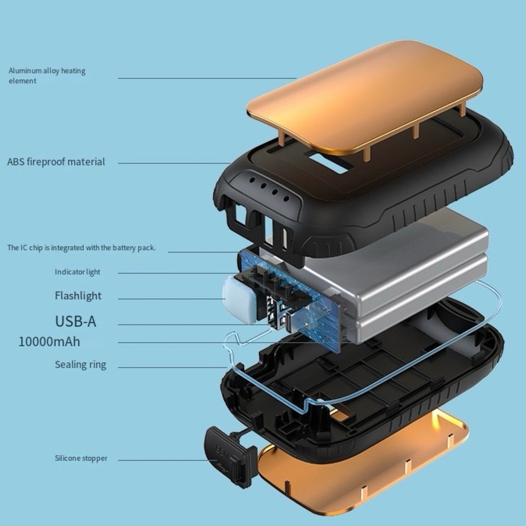 LITEGUEST Waterproof 2-in-1 Heated Hand Warmer & Power Bank with Light