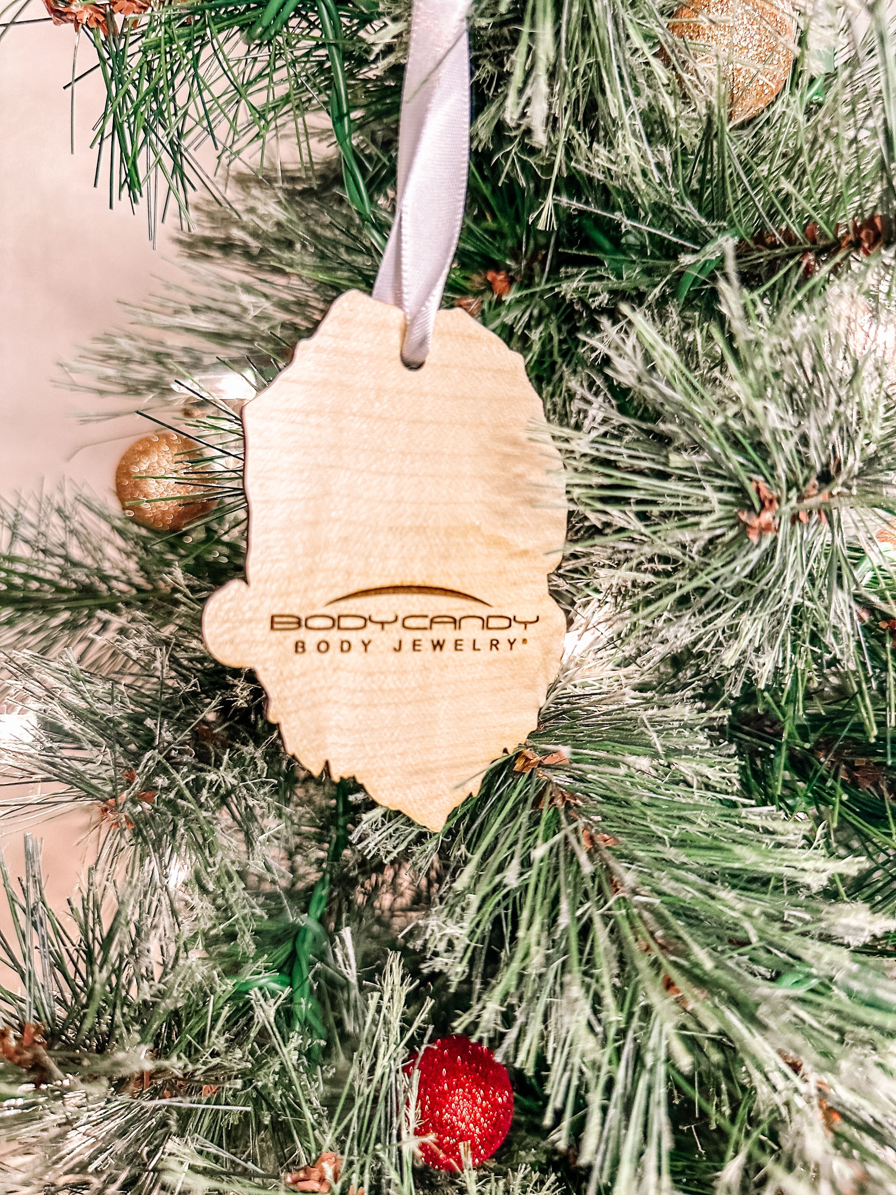 Wood Holiday Skeleton Claus Christmas Ornament