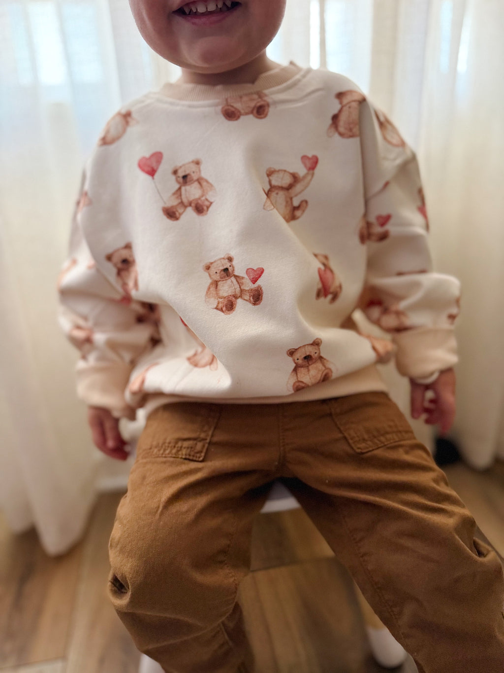 Teddy Bear Hearts Crewneck Sweatshirt