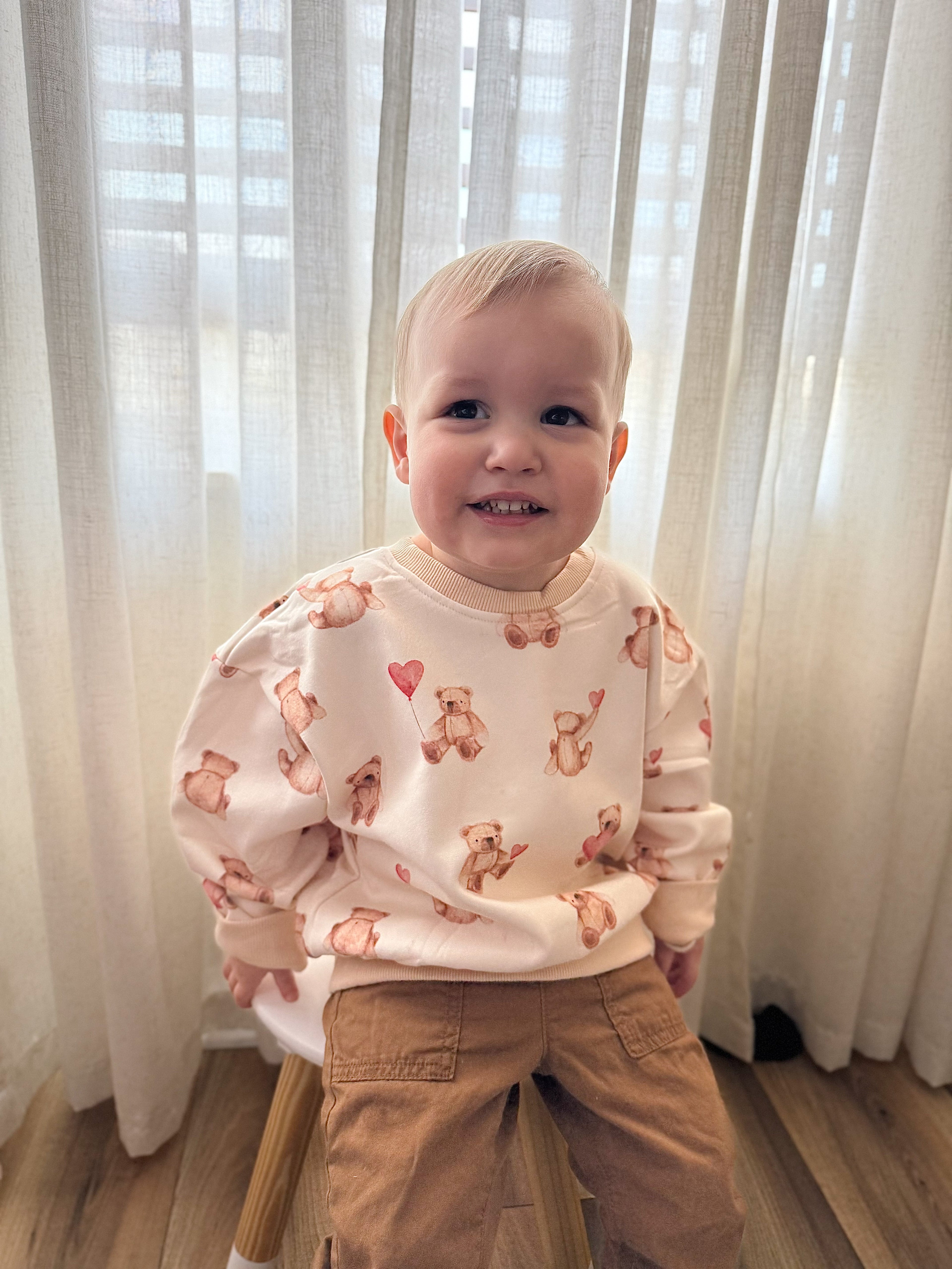 Teddy Bear Hearts Crewneck Sweatshirt