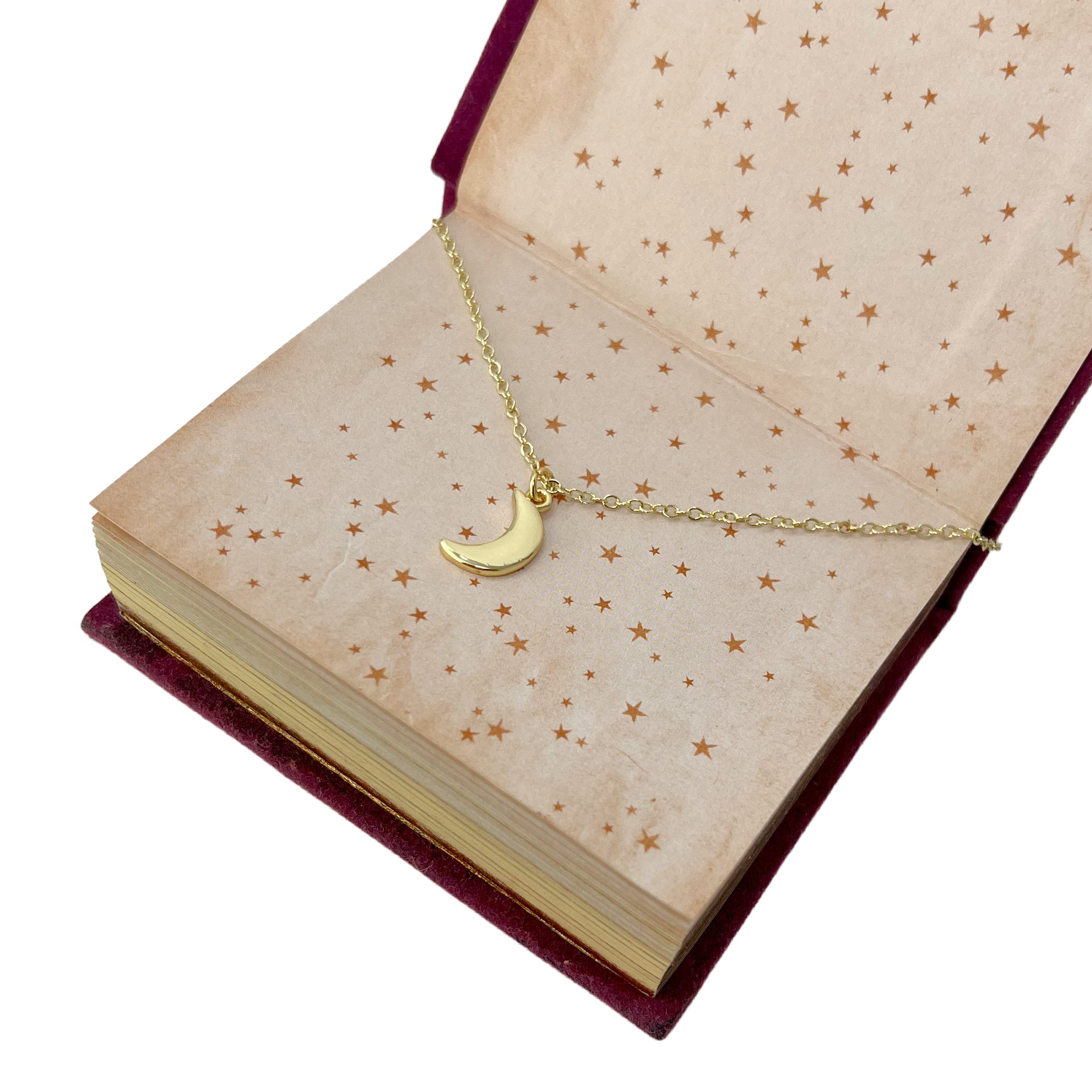 Vintage Tiny Crescent Moon Necklace Gold Minimalist Celestial Jewelry