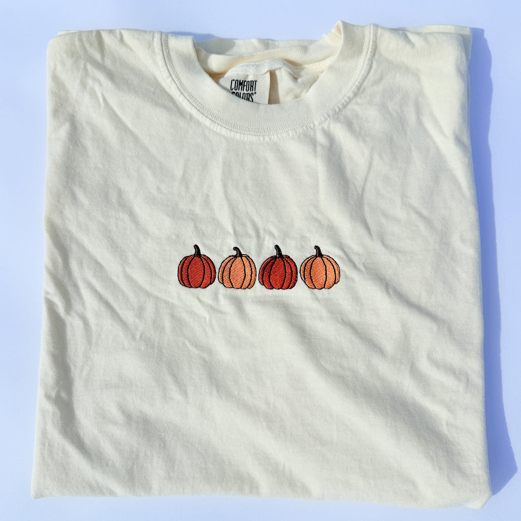 Adult Embroidered Pumpkins Comfort Colors Tee