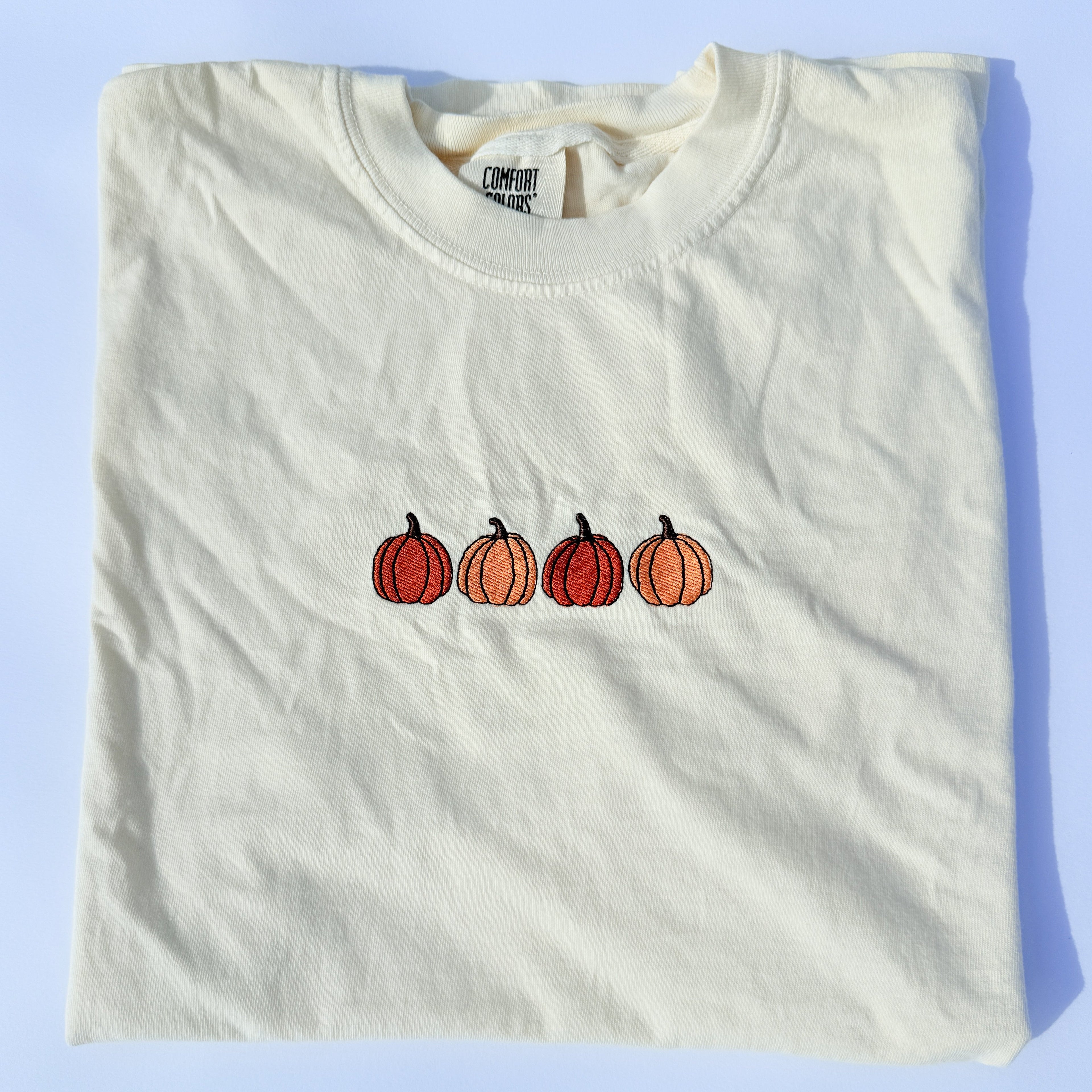 Adult Embroidered Pumpkins Comfort Colors Tee