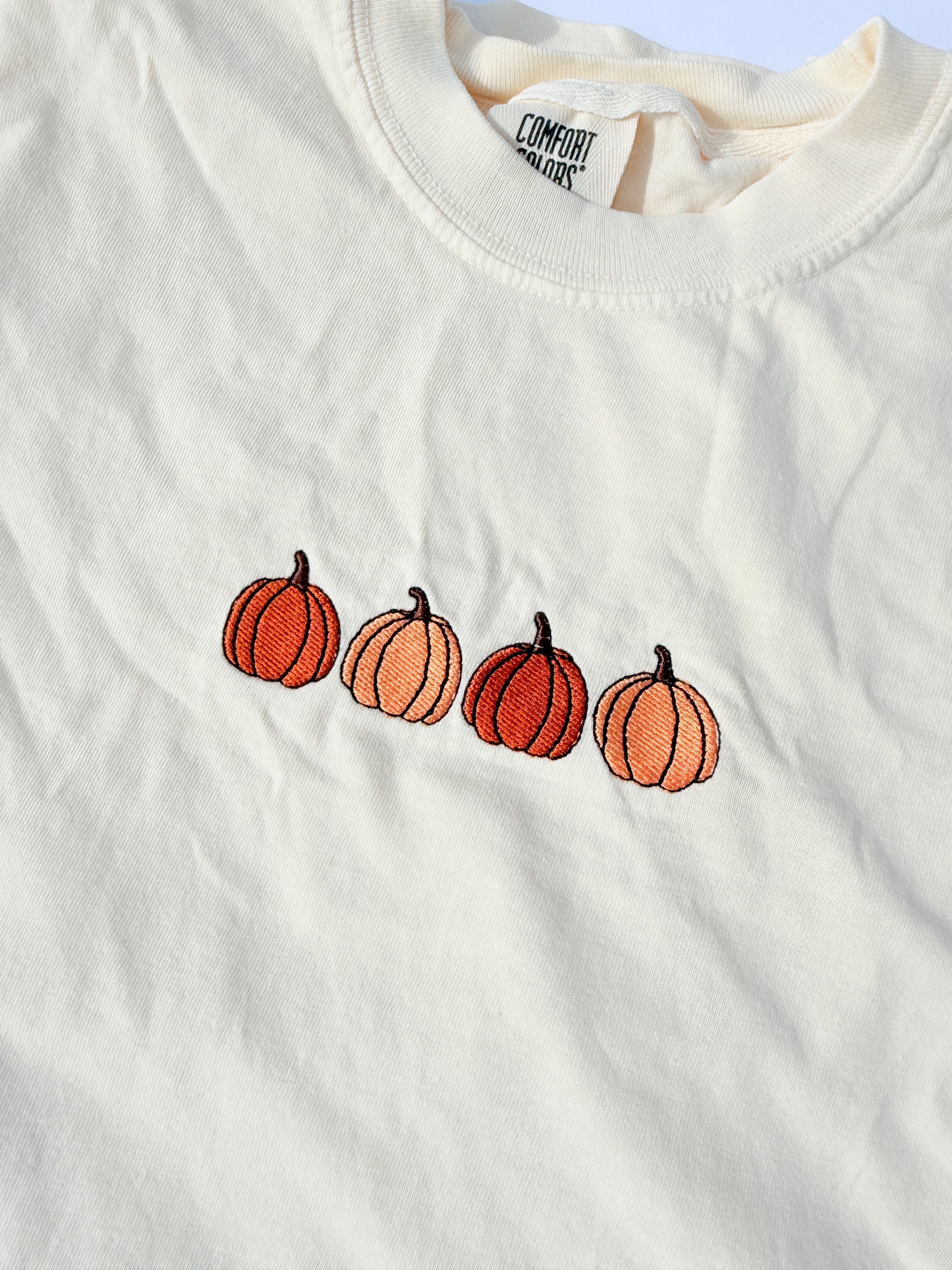 Adult Embroidered Pumpkins Comfort Colors Tee