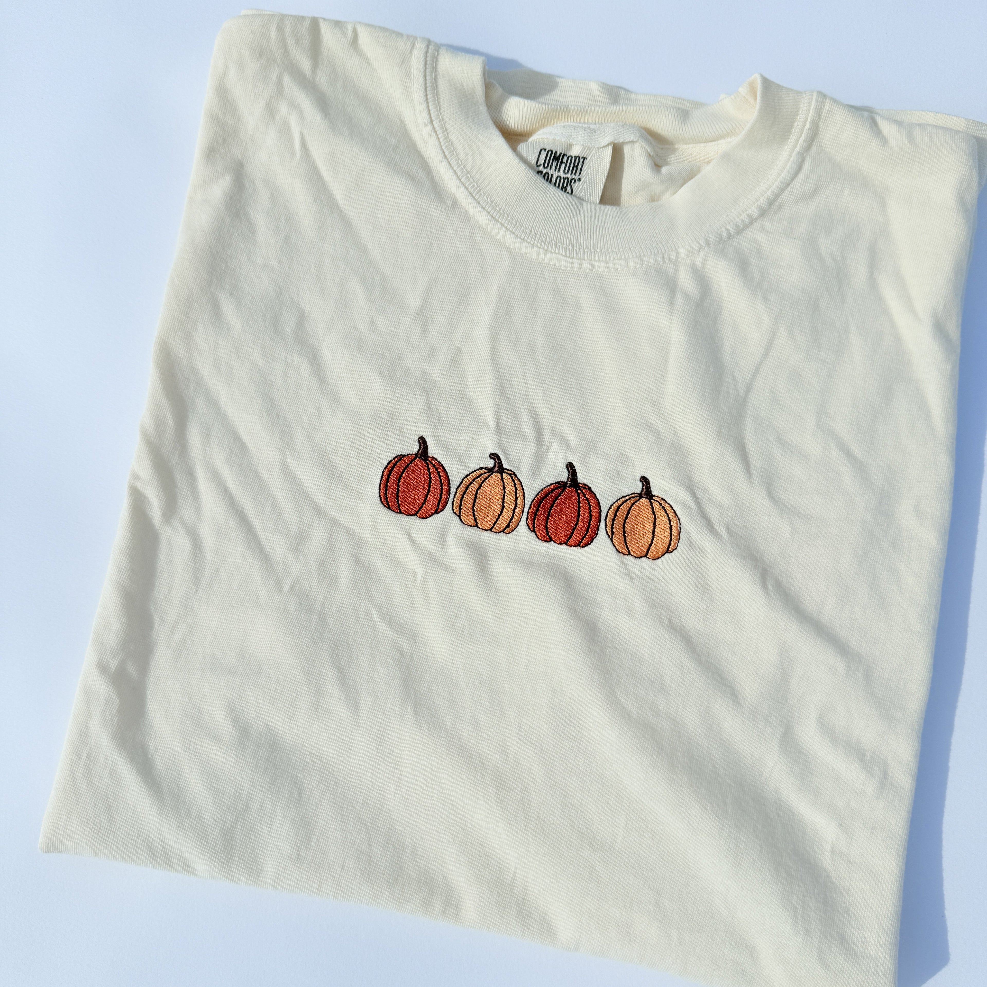 Adult Embroidered Pumpkins Comfort Colors Tee