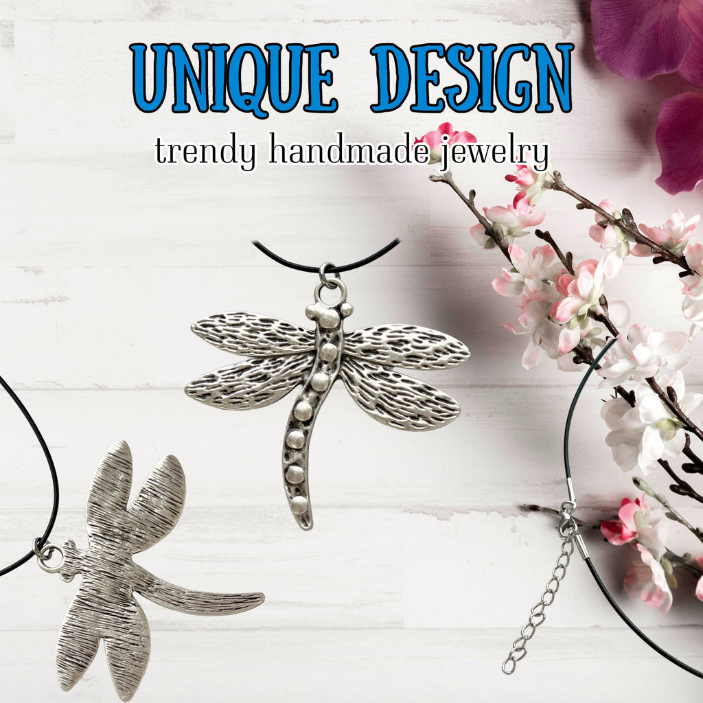 Bohemian Dragonfly Necklace Boho Nature Jewelry Large Dragonfly Pendant