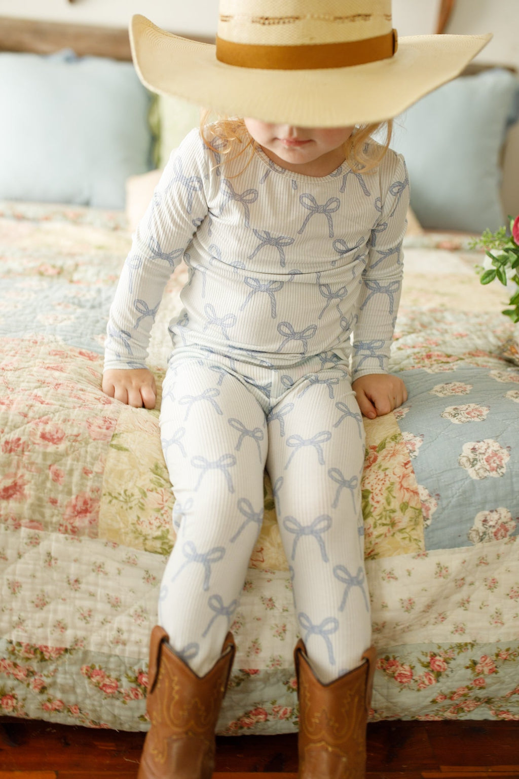 Blue Belle 2pc Ribbed Bamboo Pajamas