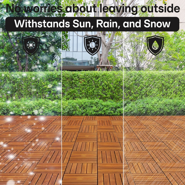 Solid Wood Deck Tiles 6 Slat Set 9