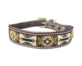 Epic Padded Leather Dog Collar with Beaded Design L