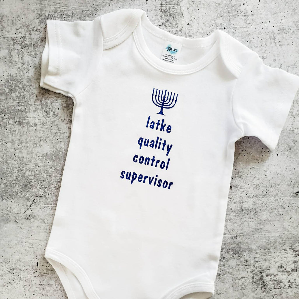 Latke Supervisor Baby's Chanukah One Piece Bodysuit OR Toddler Tee