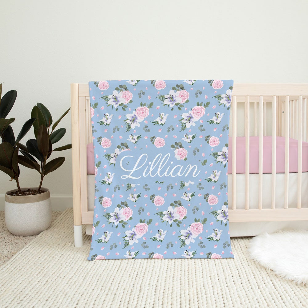 Lillian Floral Personalized Minky Blanket