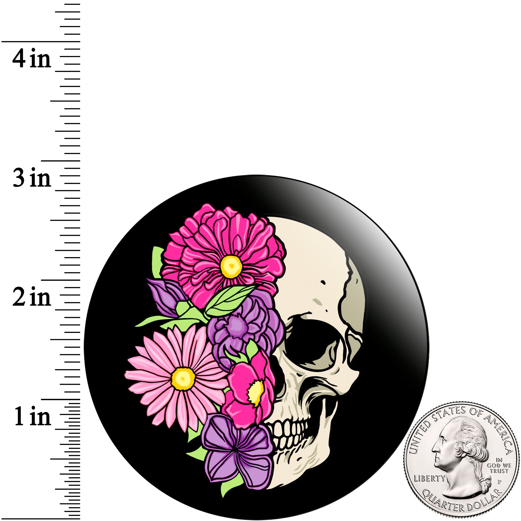 Acrylicious Floral Flowers Skull Magnet by Onyx O