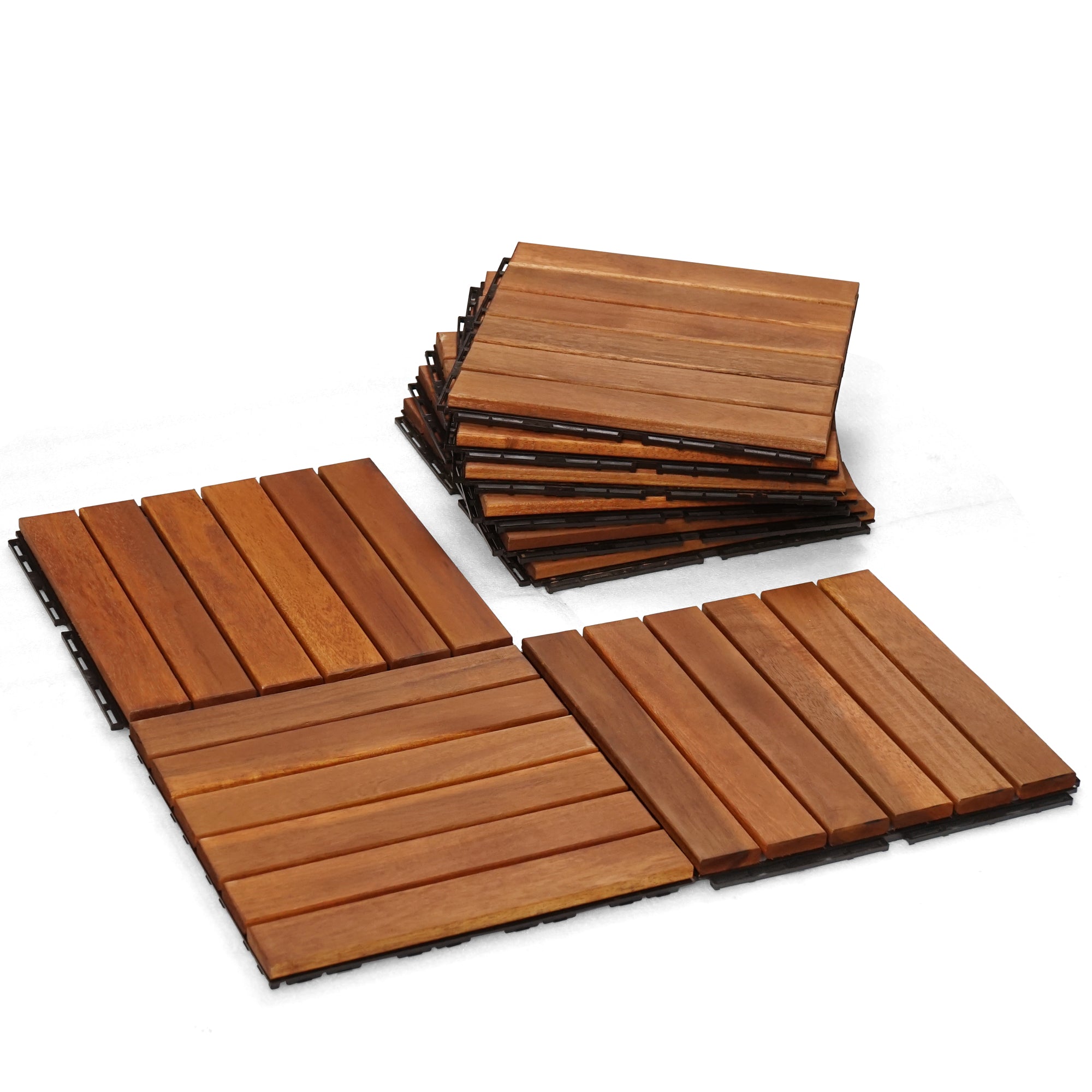 Solid Wood Deck Tiles 6 Slat Set 9