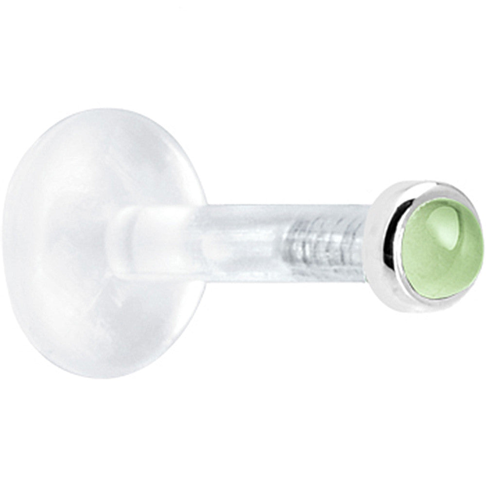 Solid 14K White Gold 2mm Genuine Peridot Bioplast Push in Monroe