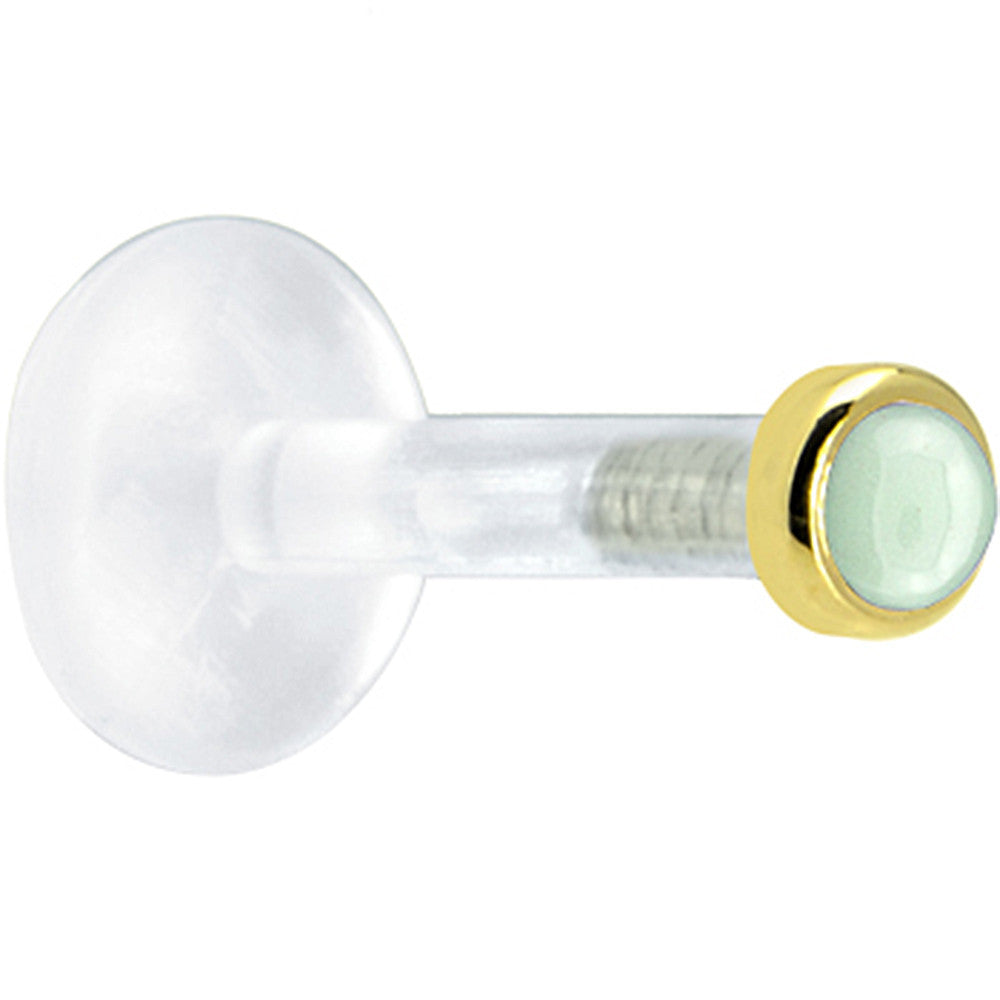 Solid 14K Yellow Gold 2mm Genuine Aventurine Quartz Bioplast Push in Monroe