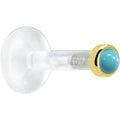 Solid 14K Yellow Gold 2mm Genuine Turquoise Bioplast Push in Monroe