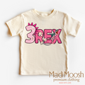 Girls 3 Rex Dinosaur Birthday  Shirt - Girls Birthday Tee
