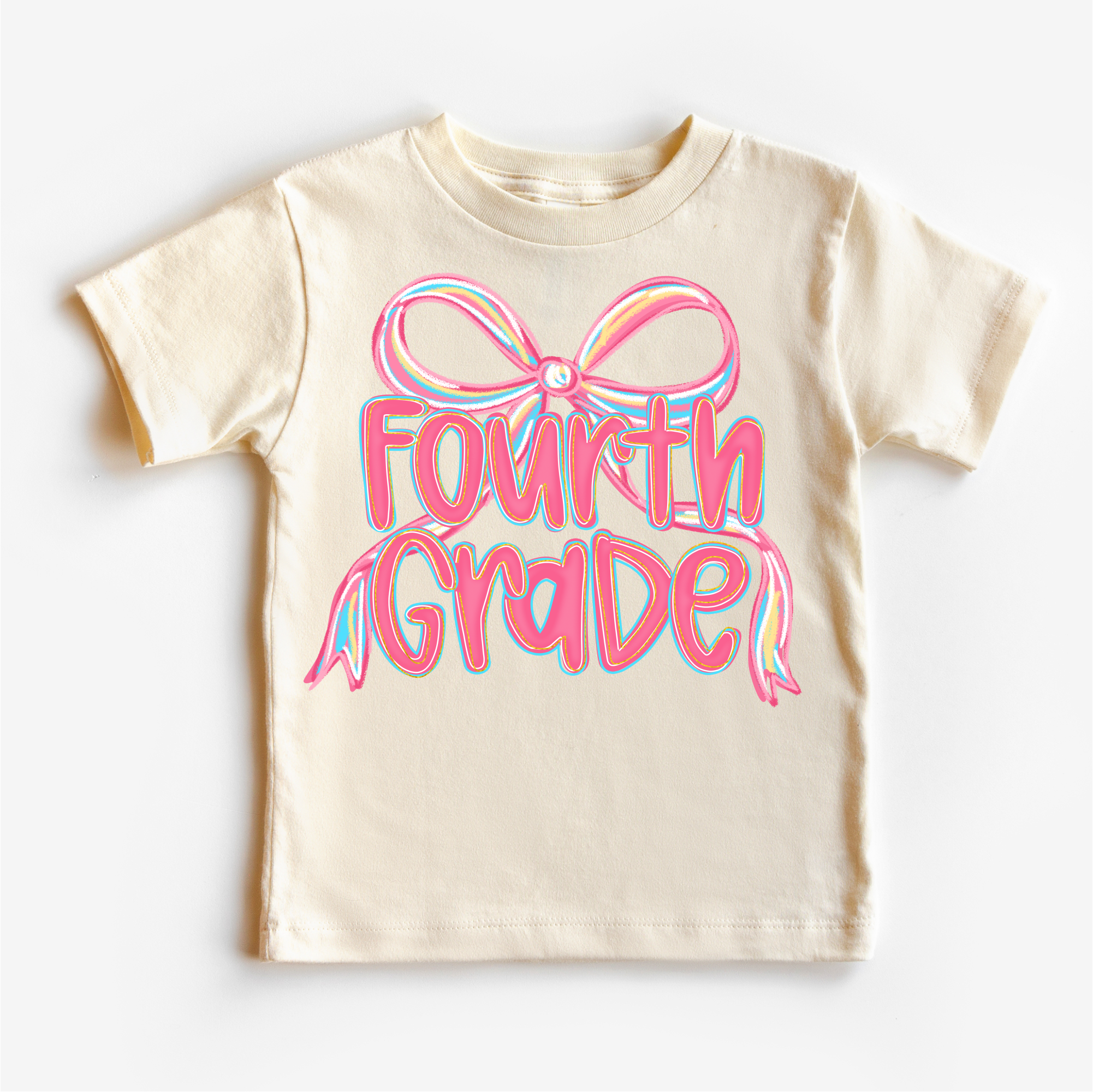 Girls Fourth Bow Back To School Shirt - First Day Of School Tee