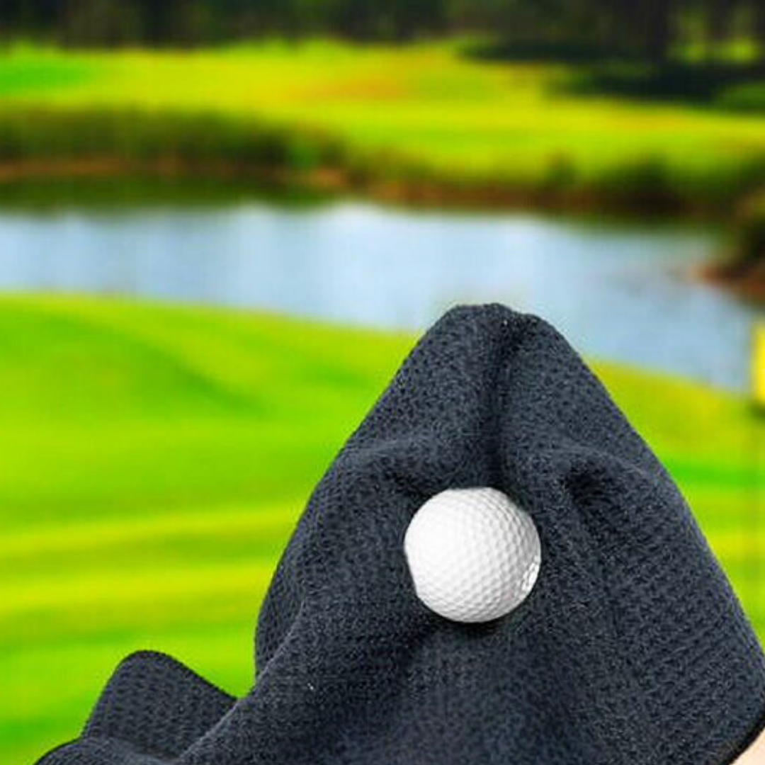 Small Microfiber Waffle Golf Towel: Black Trimmed Pack of 3