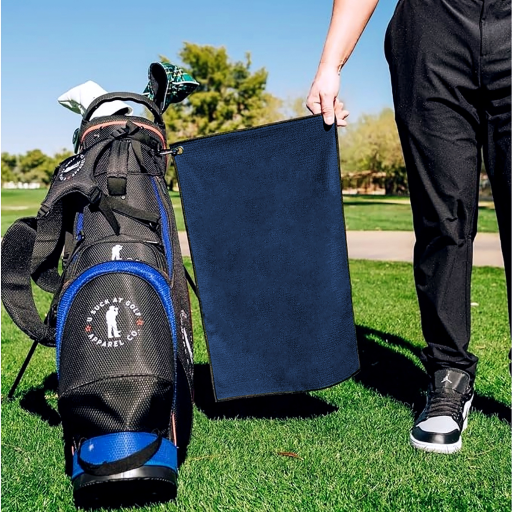 Medium Microfiber Waffle Golf Towel: Corner Grommet & Hook Pack of 2