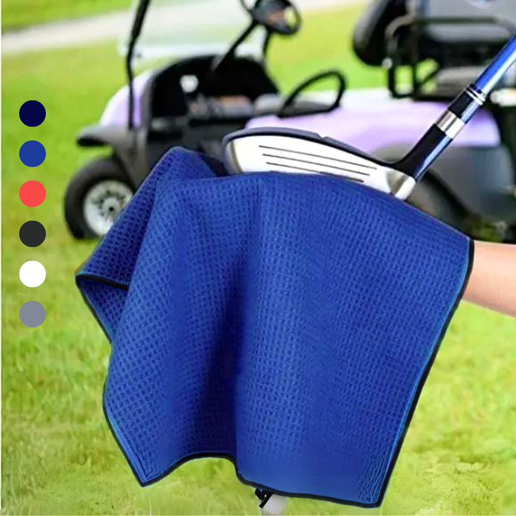 Medium Microfiber Waffle Golf Towel: Black Trimmed Pack of 3