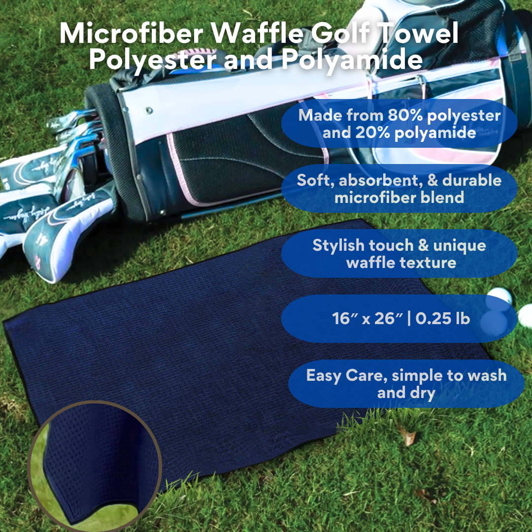 Medium Microfiber Waffle Golf Towel: Black Trimmed Pack of 3